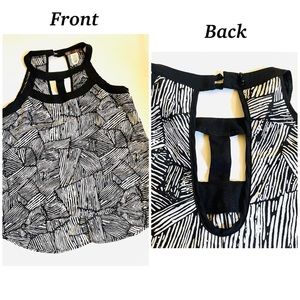 Black white cage sleeveless tank blouse med
